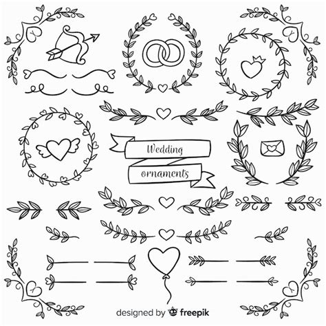 Free Vector Hand Drawn Floral Wedding Ornaments