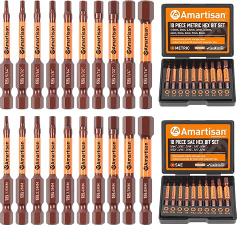 Amartisan Piece Hex Head Allen Wrench Drill Bit Set Metric And Sae