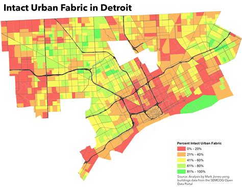 Map: Intact Urban Fabric in Detroit Neighborhoods 2019 | DETROITography