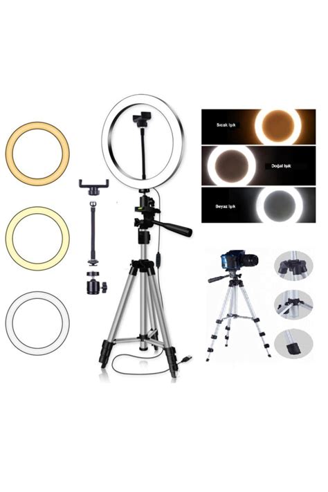 EN SİGA Ring Light Youtuber Led Tripod Işıklı Telefon Tutucu Makyaj