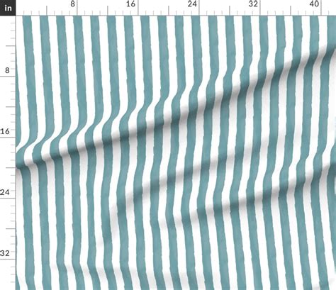 Teal Watercolor Stripes Fabric Watercolor Stripes Vertical Etsy