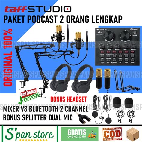 Jual PAKET PODCAST 2 Orang Mic Microphone Bm800 Mixer V8 V8 Plus