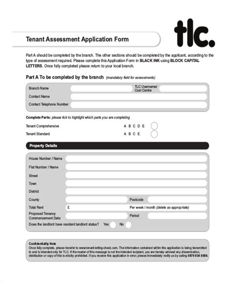 Free 9 Sample Tenant Application Forms In Pdf Ms Word