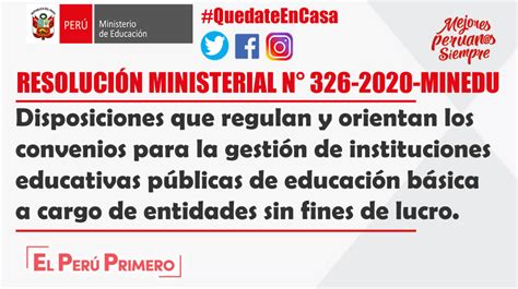 RESOLUCIÓN MINISTERIAL N 326 2020 MINEDU Aprueban Norma Técnica