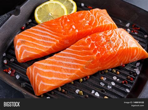 Fresh Raw Salmon Image And Photo Free Trial Bigstock