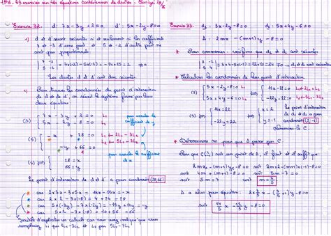 Coordonnées du point d intersection et vecteurs 1ère Mathématiques