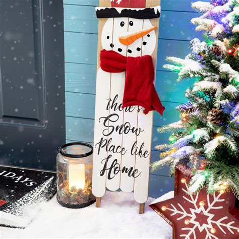 The Holiday Aisle® Christmas Snowman Porch Sign Wall Decor And Reviews