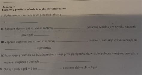 Uzupełnij poniższe zdania tak aby były prawdziwe Brainly pl