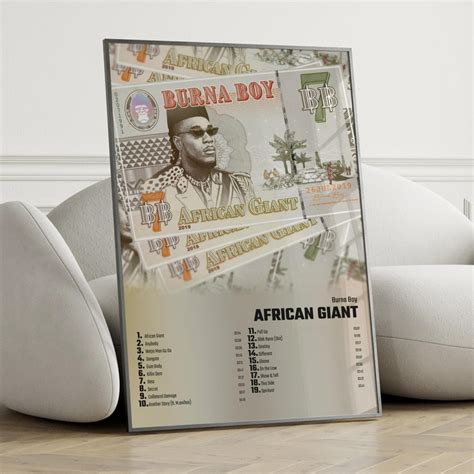 Burna Boy African Giant Album Cover Poster Wall Art, Burna Boy, African ...