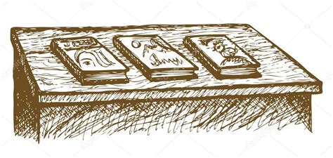 Drawing table for sale | Table with books. Vector drawing — Stock ...