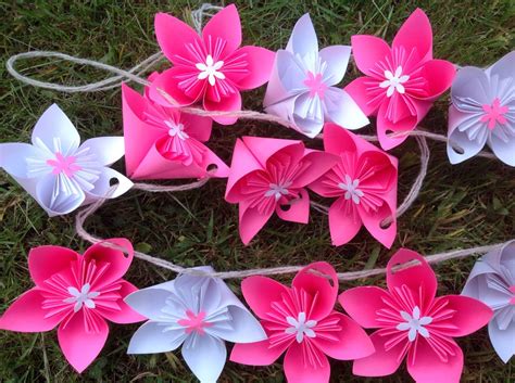 Paper Flowers garland Pink Flower Garland Girl Birthday