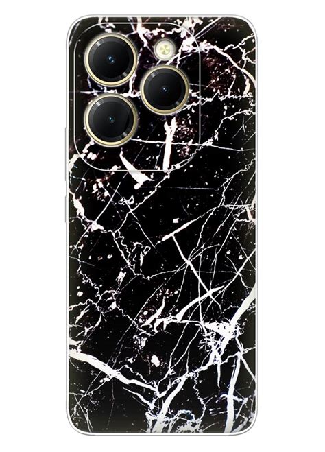 Силіконовий чохол на Infinix Hot Pro з малюнком каменю Чорний мармур
