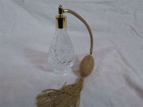 Stuart Crystal Cut Glass Perfume Scent Bottle Atomizer Toupe Color Ebay