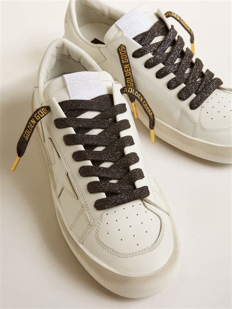 Dark Gray Lurex Laces With Contrasting Gold Colored Logo Golden Goose