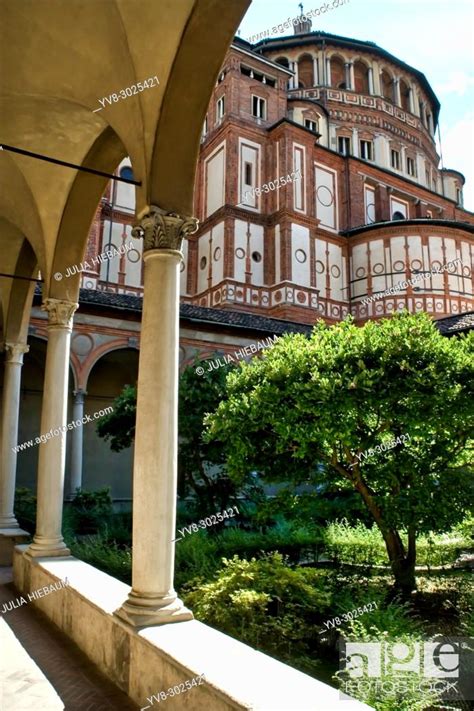 Inner Courtyard Of Santa Maria Delle Grazie Church Milan Italy Stock