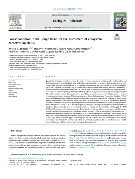 Pdf Forest Condition In The Congo Basin For The Assessment Of Ecosystem Conservation Status