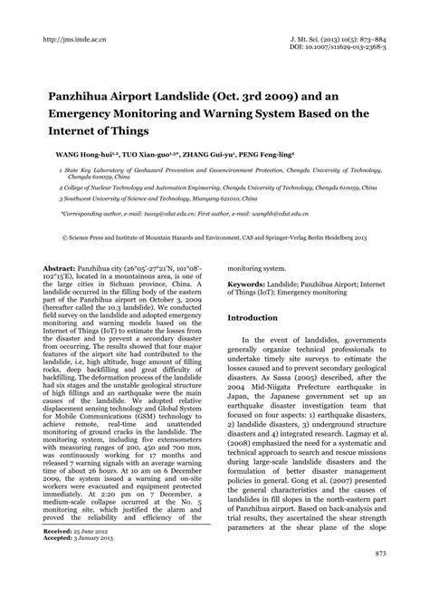 (PDF) Panzhihua Airport Landslide (Oct. 3rd 2009) and an Emergency ...