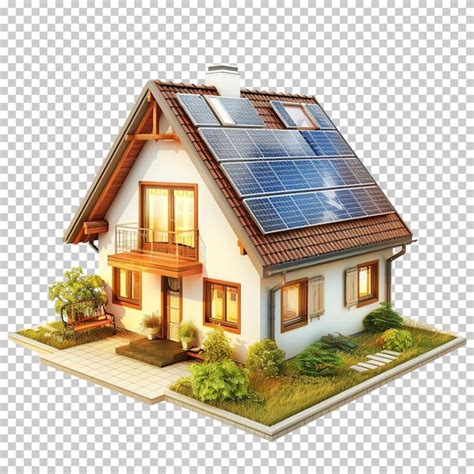 Premium Psd D Modern House With Solar Panels Black And White Roof