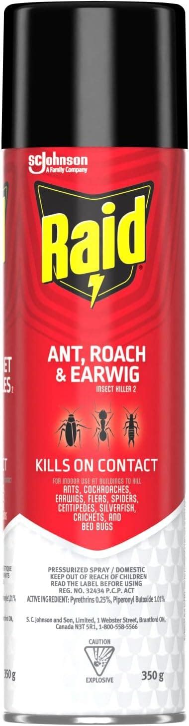 Raid Spray Anti Insectes Pour Fourmis Cafards Et Perruques Tue Les