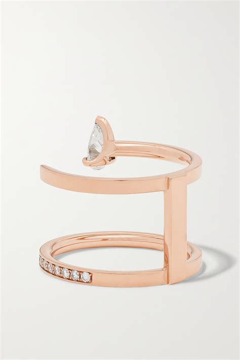 Repossi Serti Sur Vide Karat Rose Gold Diamond Ring Net A Porter