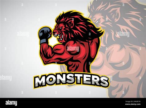 Lion Fighter Boxer MMA Sports Esport Team Mascot Vector Design Template ...