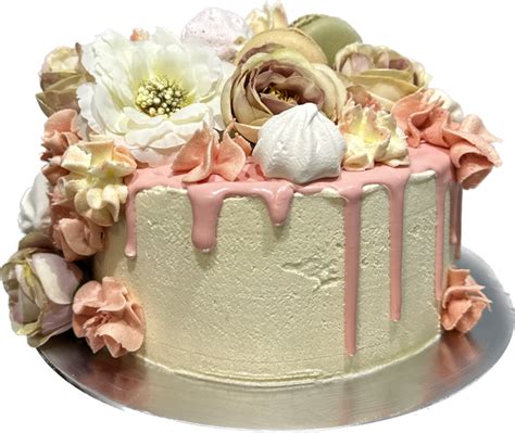 Pink Drip Cake With Tumbling Flowers From