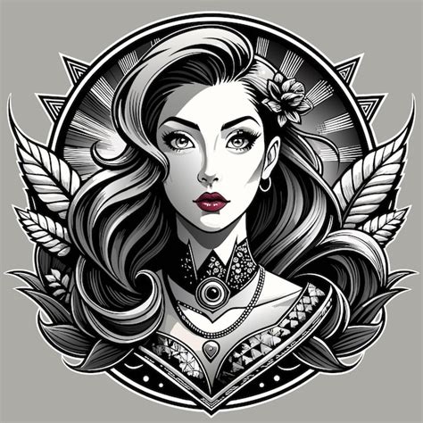 Premium Vector Drawing Of A Girl Geisha Woman Tattoo Hand Drawn