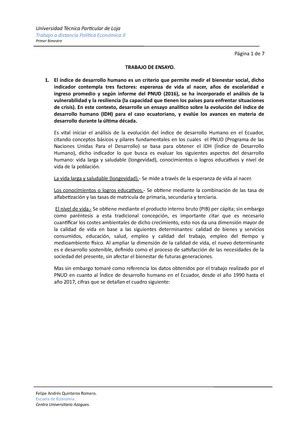 Fellipe Quinteros Econometría I Bimestre Tarea de Econometría I