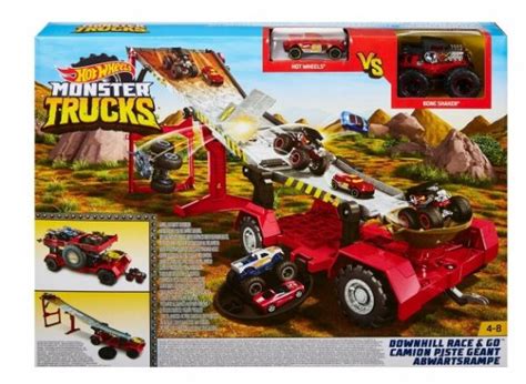 Грузовик трек 2в1 Hot Wheels Monster Trucks Передвижная трасса для гонок GFR15 купить на OZON