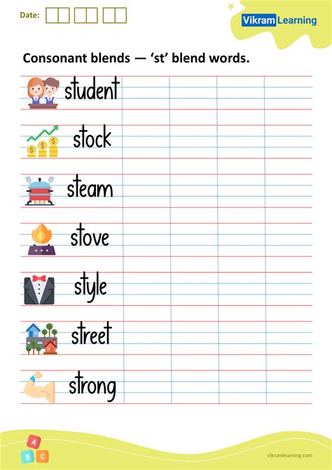 Download Consonant Blends — ‘st Blend Words Worksheets