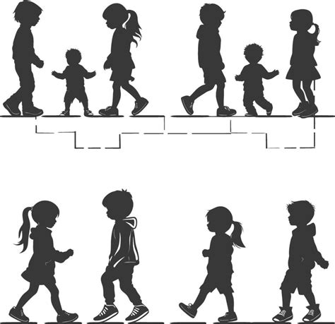 Children Walking Silhouette Vector Art, Icons, and Graphics for Free Download