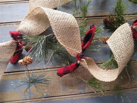 Burlap And Buffalo Plaid Christmas Garland Red And Black Etsy