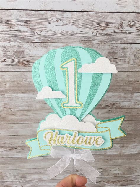 Hot Air Balloon Cake Topper Oh The Places You Ll Go Cake Topper Time Flies Cake Topper Hot