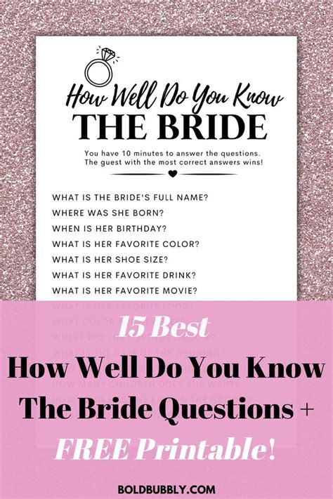 How Well Do You Know The Bride Fun Bridal Shower Games Printable