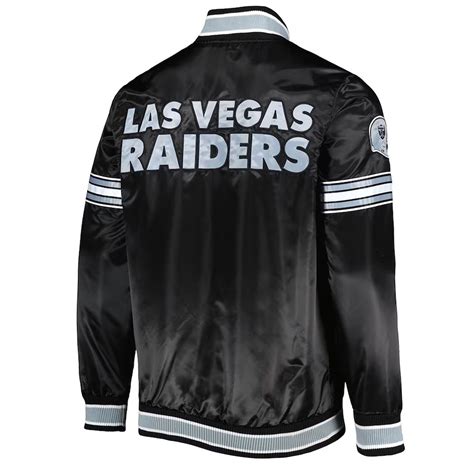 Satin Starter Full Snap Midfield Las Vegas Raiders Black Jacket