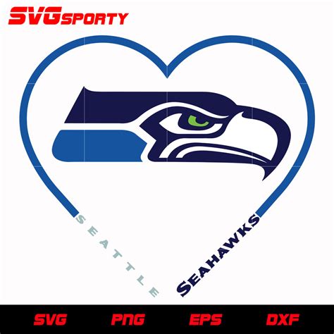 Seattle Seahawks Heart 2 Svg Nfl Svg Eps Dxf Png Digital File Svg Sporty