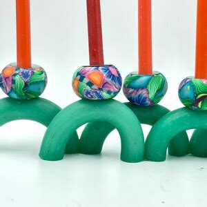 Chanukah Menorah Unique Polymer Clay Menorah Colorful and - Etsy