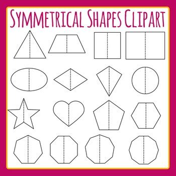 Symmetrical Shapes - Symmetry Fold Lines Shapes Clip Art Set Commercial Use