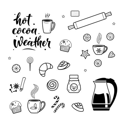 Big Set Of Hot Drinks And Desserts Elements Hot Cocoa Weather Coffee Tea And Dessert Related