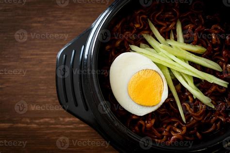 Korean Instant Noodle With Black Bean Sauce Or Jajangmyeon Or