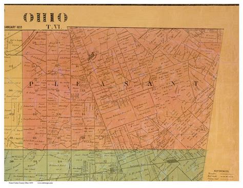 Pleasant Ohio 1859 Old Town Map Custom Print Clarke Co Old Maps