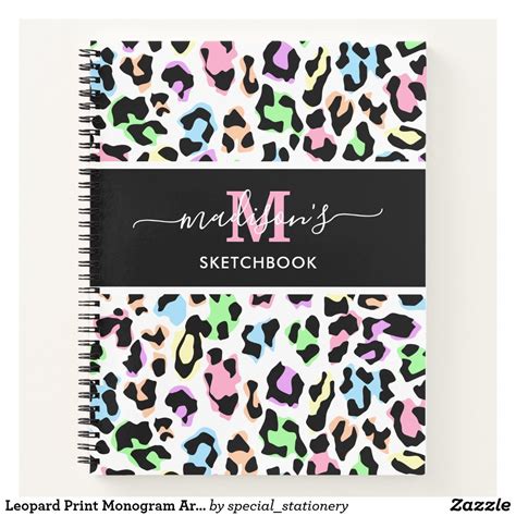 Leopard Print Monogram Artist Sketchbook Notebook Zazzle