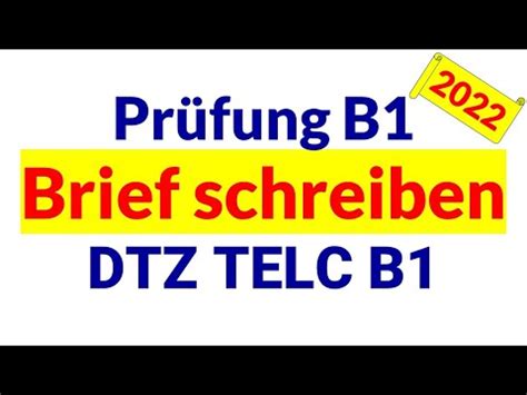 DTZ TELC B1 Prüfung B1 Brief schreiben Neu 2022 YouTube