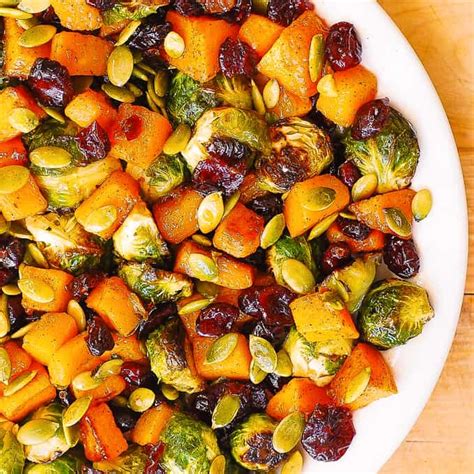 Roasted Brussels Sprouts Salad With Maple Butternut Squash Pumpkin