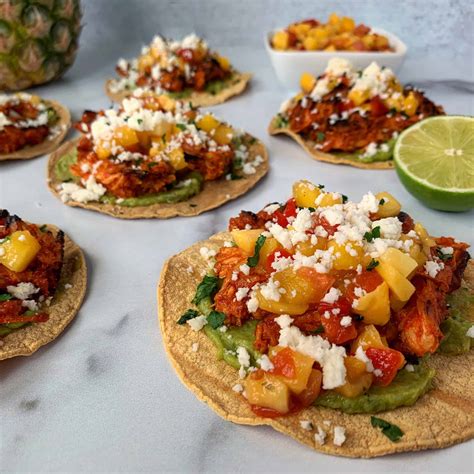 Chicken Tostadas With Crispy Slow Cooker Pineapple Chipotle Chicken