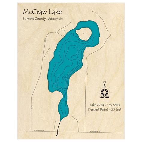 Mcgraw Lake 3d Custom Wood Map Lake Art Llc