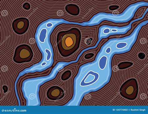 River, Aboriginal Art Vector Painting with River Stock Vector ...