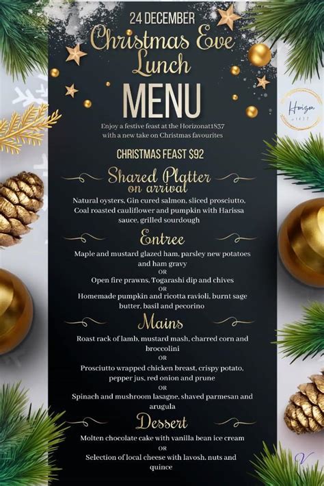 Christmas Eve Lunch New Menu