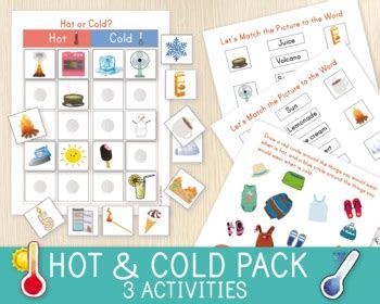 Hot Cold Activity Pack Activities Sorting Matching Life Skills