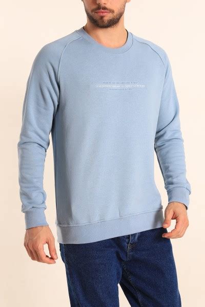 Mavi Relaxed Fit Şardonsuz Kabartma Yazılı Erkek Sweatshirt 221464